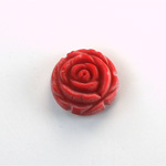 Plastic Carved No-Hole Flower - Round 15MM MATTE RED