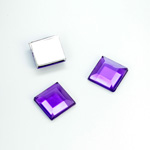 Plastic Flat Back Foiled Rose Cut Rhinestone - Square 10x10MM AMETHYST