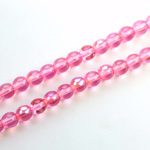 Czech Pressed Glass Bead - Smooth Round 06MM COATED ROSE RAINBOW