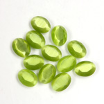 Fiber-Optic Flat Back Stone with Faceted Top and Table - Oval 08x6MM CAT'S EYE OLIVE