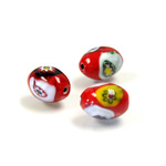 Glass Lampwork Bead - Oval Smooth 12x8MM VENETIAN RED