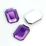 Plastic Flat Back Foiled Rose Cut Rhinestone - Cushion Octagon 18x13MM AMETHYST