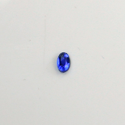 Glass Flat Back Rose Cut Faceted Foiled Stone - Oval 06x4MM SAPPHIRE