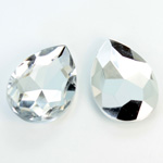 Plastic Point Back Foiled Stone - Pear 30x20MM CRYSTAL