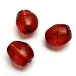 Plastic Bead - Bronze Lined Veggie Color Baroque 17x15MM MATTE RED