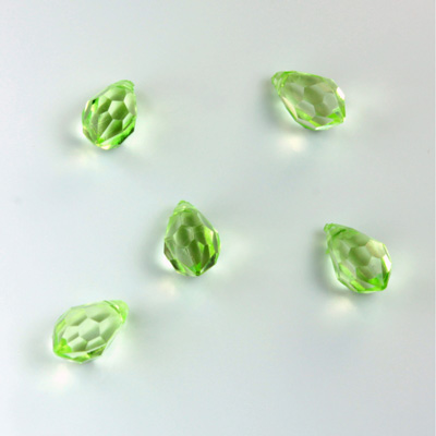 German Plastic Pendant - Transparent Faceted Drop 10x6MM PERIDOT