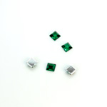 Plastic Flat Back Foiled Rose Cut Rhinestone - Square 04x4MM EMERALD