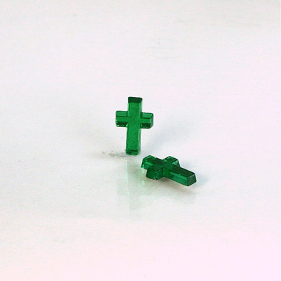 Glass Flat Back Foiled Mirror - Cross 10x6MM EMERALD