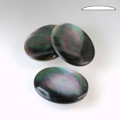 Shell Flat Back Cabochon - Oval 22x17MM BLACK TAHITI PEARL