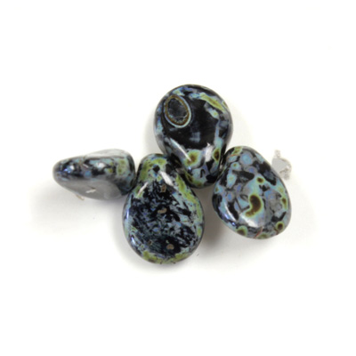 Preciosa Czech Pressed Glass Bead - Pip 5x7MM BLACK TRAVERTINE