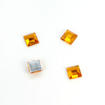 Plastic Flat Back Foiled Rose Cut Rhinestone - Square 06x6MM TOPAZ