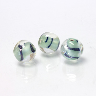 Czech Glass Lampwork Bead - Irregular 10MM PATTERN with GREEN MOONSTONE