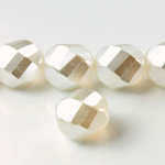 Czech Glass Fire Polished Bead - Twisted 14MM PEARL WHITE CRYSTAL