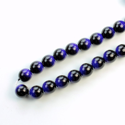 Czech Pressed Glass Bead - Smooth 2-Color Round 06MM COATED BLACK-DEEP BLUE