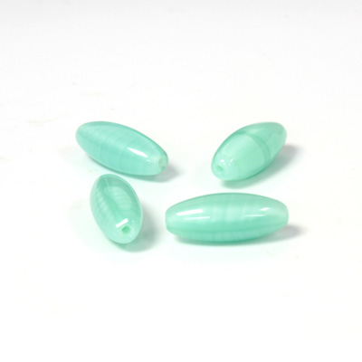 Czech Pressed Glass Bead - Smooth Oval 15x6MM STRIPE MOONSTONE GREEN