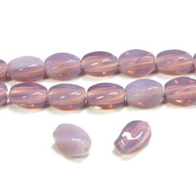 Czech Pressed Glass Bead - Smooth Twisted Oval 09x7MM OPAL PURPLE