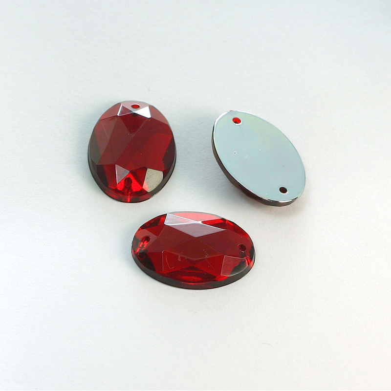 Red Ruby Flat Back Acrylic Oval Jewels High Quality Plastic