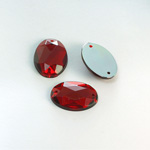 Plastic Flat Back 2-Hole Foiled Sew-On Stone - Oval 18x13MM RUBY