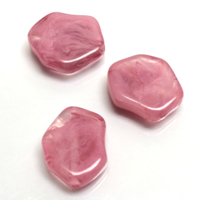 Plastic  Bead - Mixed Color Smooth Flat Abstract 20x16MM DK ROSE QUARTZ