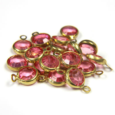 Plastic Channel Stone in Setting with 1 Loop 6MM ROSE-Brass
