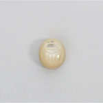 Shellstone Flat Back Carved Scarab 12x10MM WHITE MOP