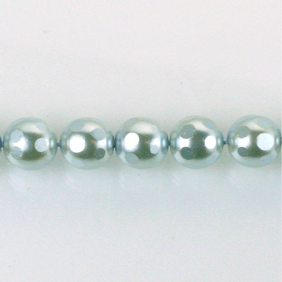 Czech Glass Pearl Bead - Round Faceted Golf 8MM LT BLUE 70462