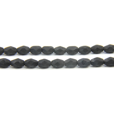 Czech Glass Fire Polish Bead - Oval 06x4MM MATTE JET