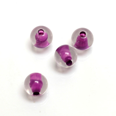 Plastic Bead - Color Lined Smooth Large Hole - Round 10MM CRYSTAL PURPLE