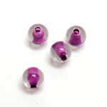 Plastic Bead - Color Lined Smooth Large Hole - Round 10MM CRYSTAL PURPLE