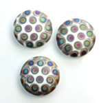 Glass Low Dome Buff Top Cabochon - Peacock Round 18MM MATTE WHITE