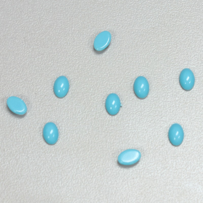 Plastic Flat Back Opaque Cabochon - Oval 06x4MM TURQUOISE