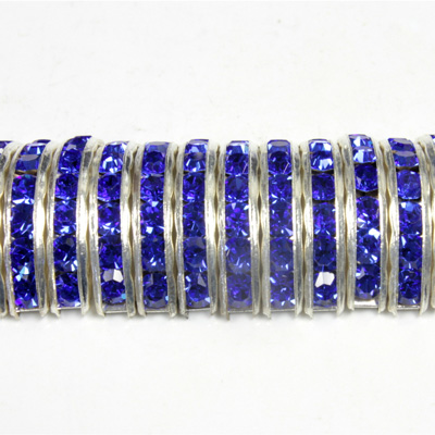 Czech Rhinestone Rondelle - Half Moon 19X7MM SAPPHIRE-SILVER