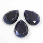 Fiber-Optic Flat Back Stone with Faceted Top and Table - Pear 18x13MM CAT'S EYE BLUE