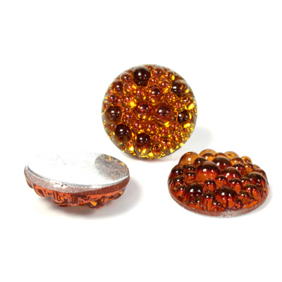 German Glass Bumpy Top Coated Cabochon - 18MM TOPAZ IRIDIS