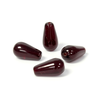 Czech Pressed Glass Bead - Smooth Pear 13x7MM GARNET