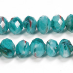 Chinese Cut Crystal Millefiori Bead - Rondelle 08x10MM TEAL