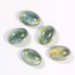 Glass Medium Dome Coated Cabochon - Oval 14x10MM LUSTER GREEN