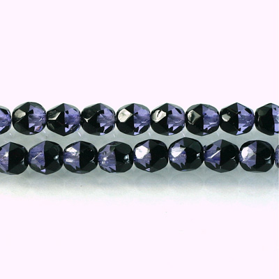 Czech Glass Fire Polish Bead - Round 06MM DYED IOLITE-BLACK