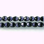 Czech Glass Fire Polish Bead - Round 06MM DYED IOLITE-BLACK