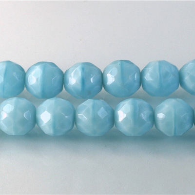 Czech Glass Fire Polish Bead - Round 10MM MOONSTONE AQUA