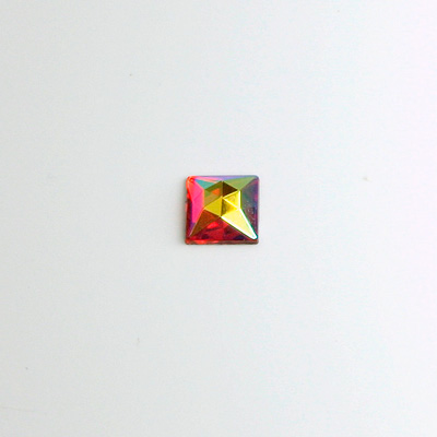 Glass Flat Back Foiled Rauten Rose - Square  06x6MM RUBY AB