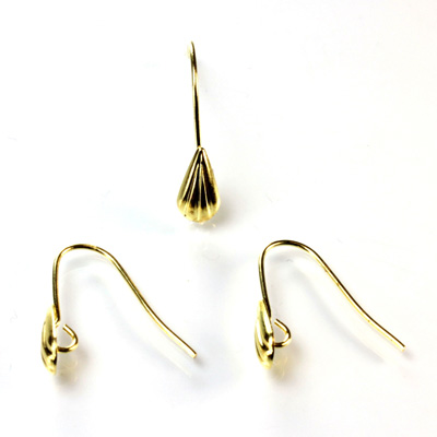 Brass Earwire - Fish Hook  with Shell