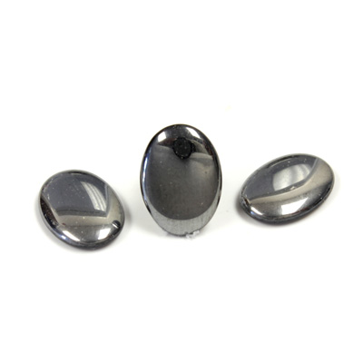 Glass Low Dome Buff Top Cabochon - Oval 14x10MM HEMATITE