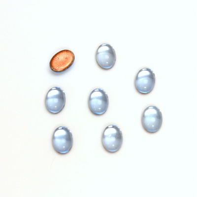 Glass Medium Dome Foiled Cabochon - Oval 07x5MM LT SAPPHIRE