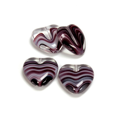 Czech Pressed Glass Bead - Smooth Heart 16x15MM PORPHYR AMETHYST