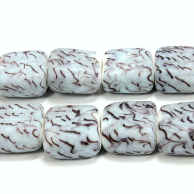 Glass Lampwork Bead - Square Flat 20x18MM MATTE GRANITE MATRIX