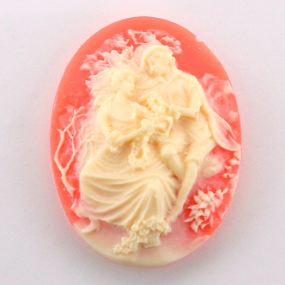 Plastic Cameo - Serenade Oval 40x30MM IVORY ON CORNELIAN