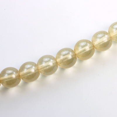 Czech Pressed Glass Bead - Smooth Round 10MM LUMI COATED LT TOPAZ