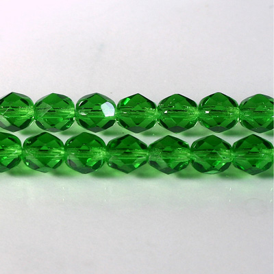 Czech Glass Fire Polish Bead - Round 07MM LT EMERALD