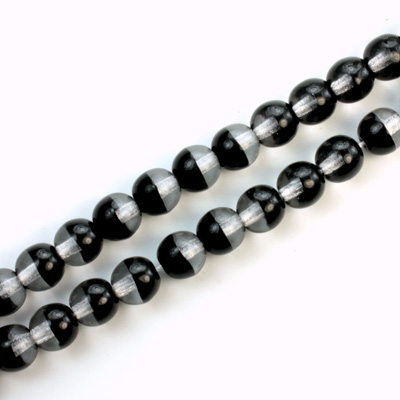 Czech Pressed Glass Bead - Smooth Round 06MM CRYSTAL-BLACK